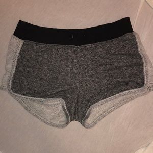 Gray and white sweat shorts